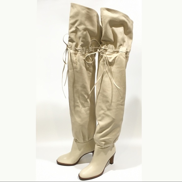 Gucci Lisa Over the Knee Leather Boots -Vintage White -US 7 -NIB - Picture 2 of 13